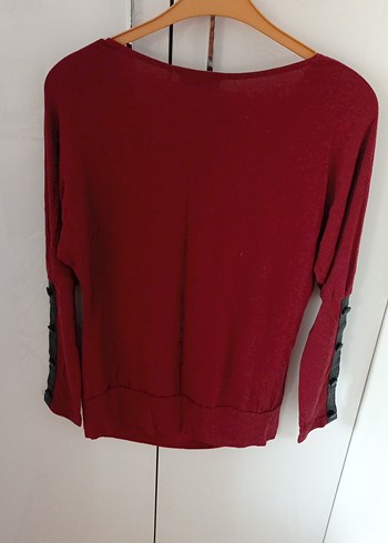 Bordo Kadın Yumuşak Kumaştan Salaş Bluz - Görsel 3