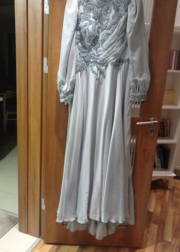 Nefti Yeşil  Uzun Kollu İşlemeli Abiye Elbise - Görsel 6