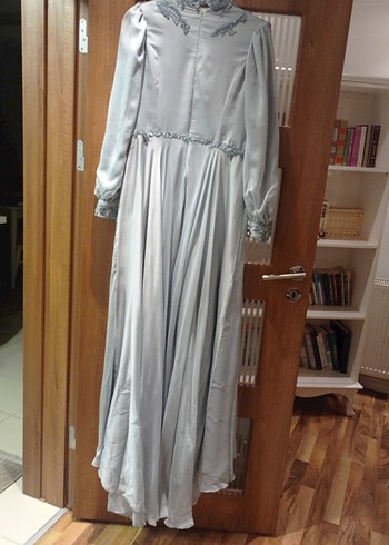 Nefti Yeşil  Uzun Kollu İşlemeli Abiye Elbise - Görsel 10