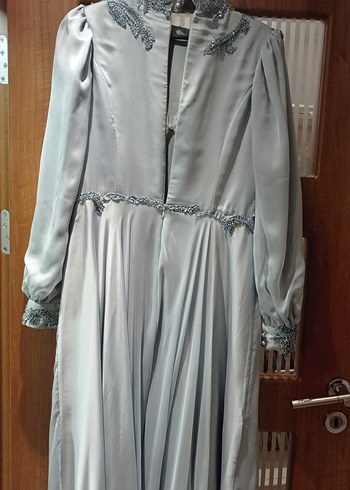 Nefti Yeşil  Uzun Kollu İşlemeli Abiye Elbise - Görsel 11