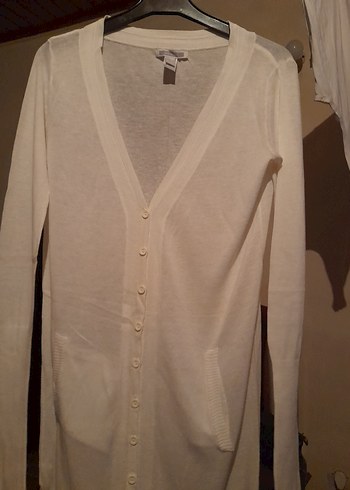 Mango Basics Düğmeli Beyaz V Yaka Kadın Hırka - Görsel 4