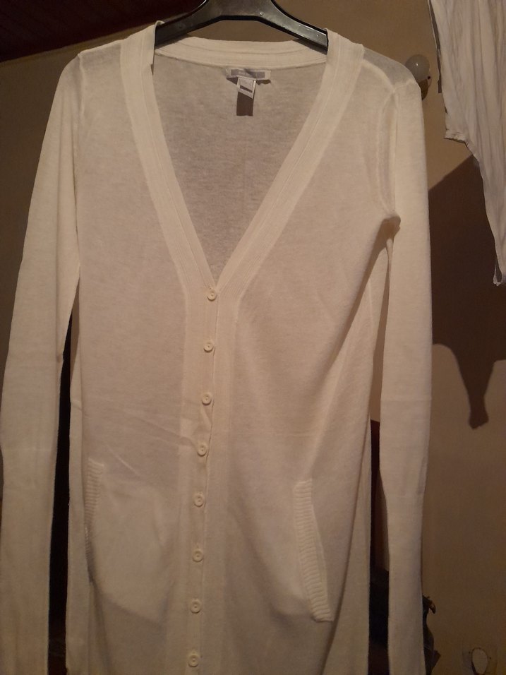 Mango Basics Düğmeli Beyaz V Yaka Kadın Hırka - Görsel 4