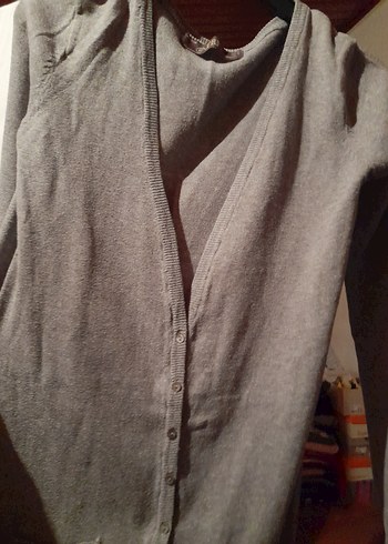 Trf Knit Wear Düğmeli Gri Kadın Hırka - Görsel 2