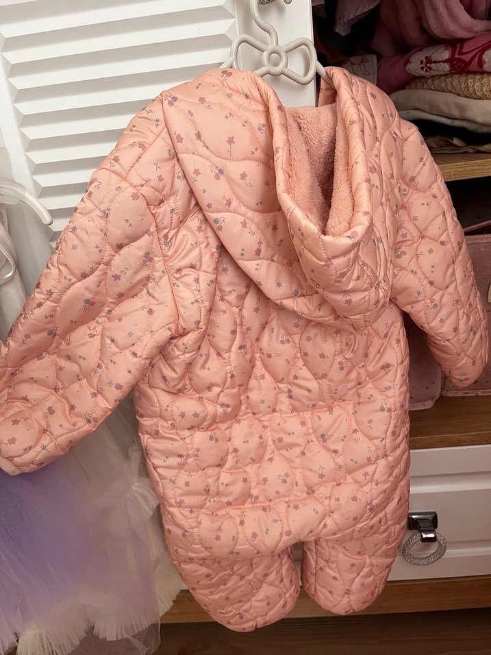 Pembe Bebek Tulumu Kapüşonlu Fermuarlı - Görsel 2