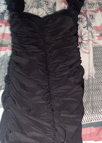 Siyah Drapeli Straplez Uzun Abiye Elbise - Görsel 4