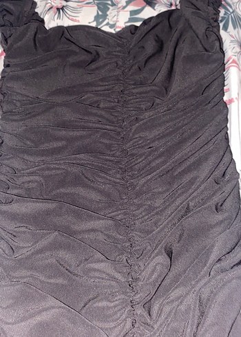 Siyah Drapeli Straplez Uzun Abiye Elbise - Görsel 2