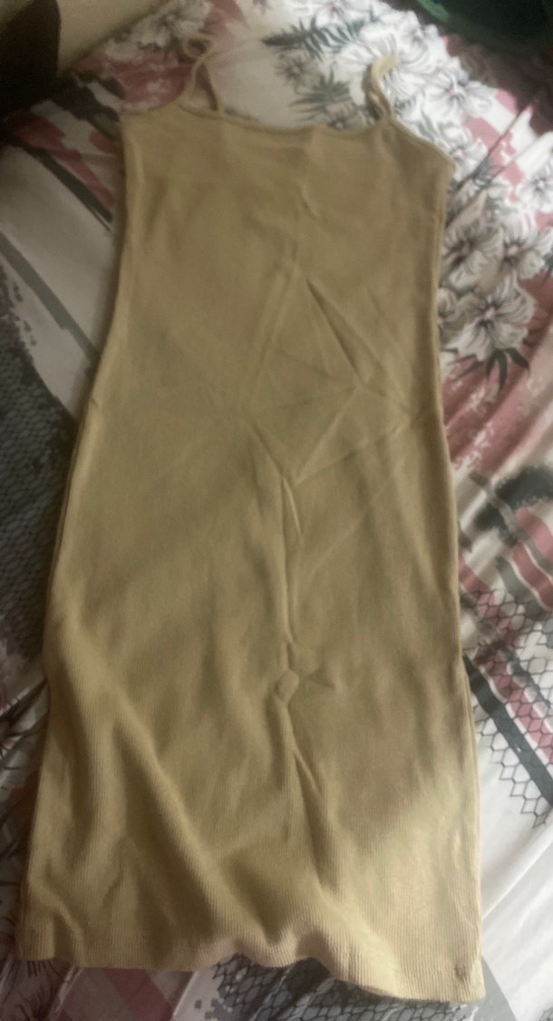 Bej Straplez Uzun Kollu Kadın Elbise - Görsel 2