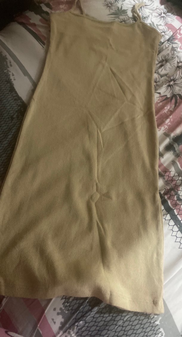 Bej Straplez Uzun Kollu Kadın Elbise - Görsel 3