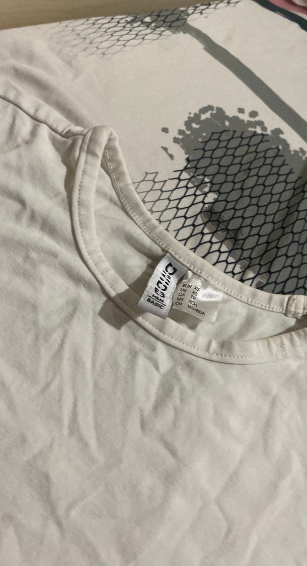 Kız Çocuk Beyaz Kısa Kollu Basic Tişört - Görsel 3