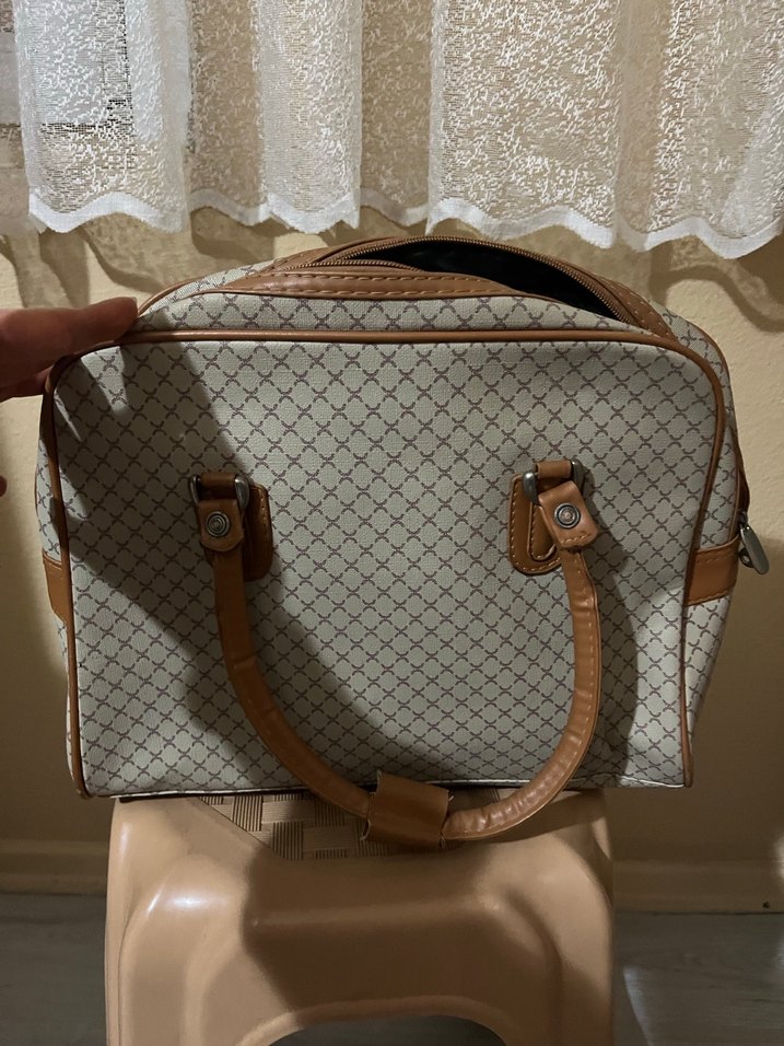 Vintage Yılan Desenli Kahverengi Deri İş Çantası - Görsel 3