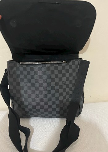 Gri Kare Desenli unisex Deri Çapraz Çanta - Görsel 2