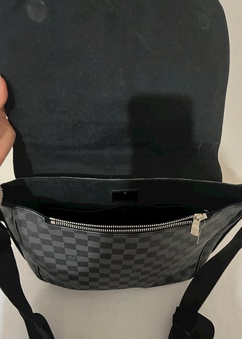 Gri Kare Desenli unisex Deri Çapraz Çanta - Görsel 3