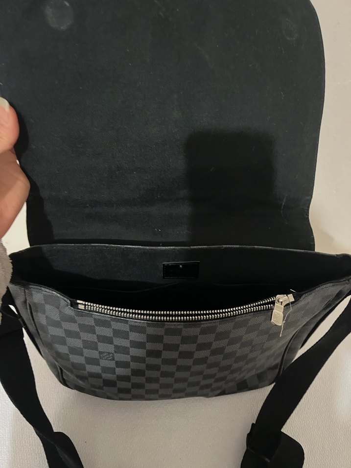 Gri Kare Desenli unisex Deri Çapraz Çanta - Görsel 3