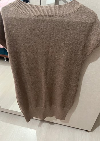 Düğmeli Kısa Kollu Kahverengi Kadın elbise - Görsel 2