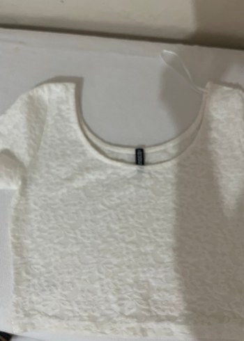 Kadın Beyaz Dantel Detaylı Tekne Yaka Bluz - Görsel 3