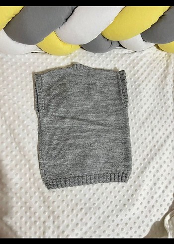 Nakışlı Gri Örgü Kedi Kıyafeti - Görsel 2