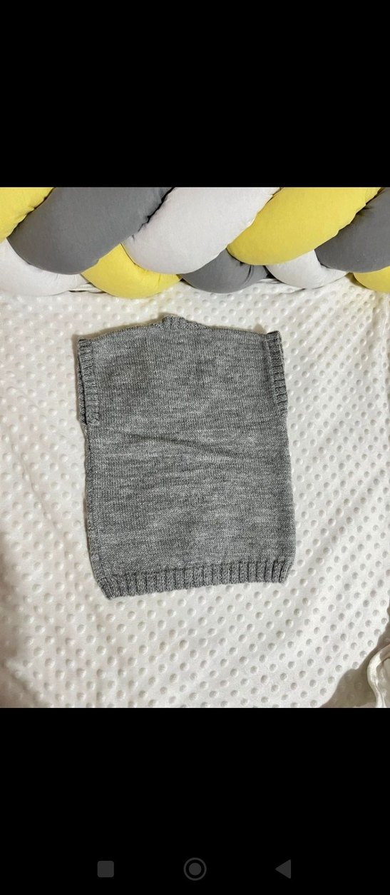 Nakışlı Gri Örgü Kedi Kıyafeti - Görsel 2