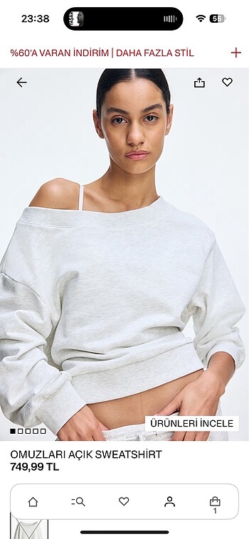 Düşük Omuz H&M Sweatshirt