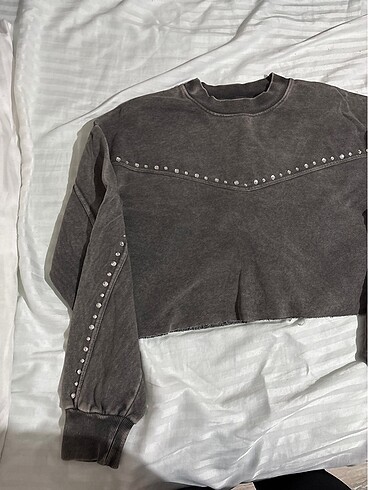 Bershka Bershka crop sweatshirt gri