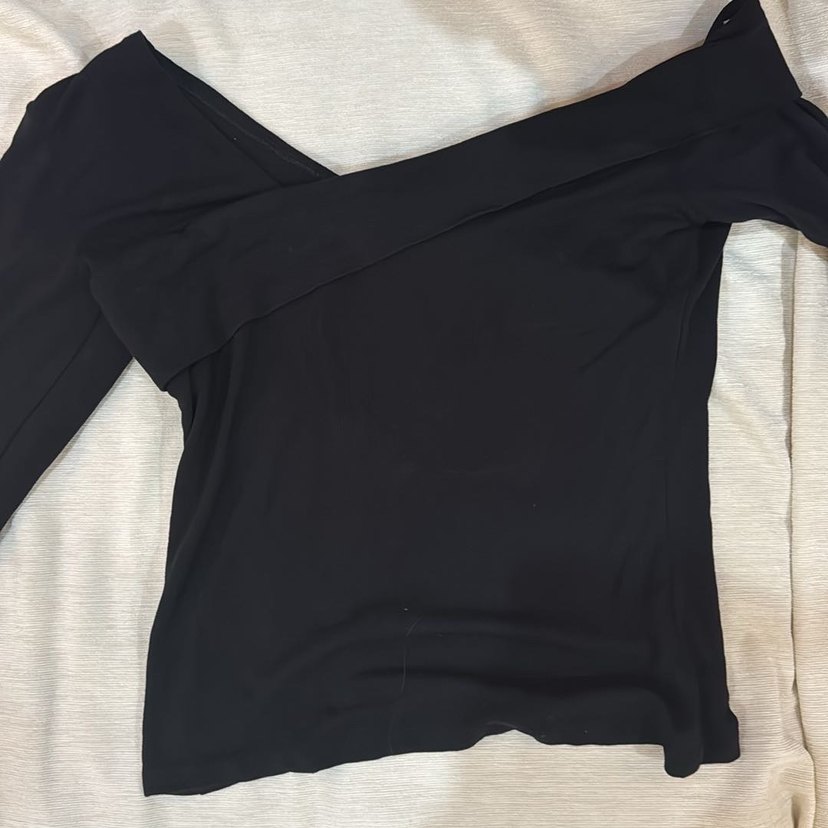 Siyah  Uzun Kollu asimetrik bluz - Görsel 3