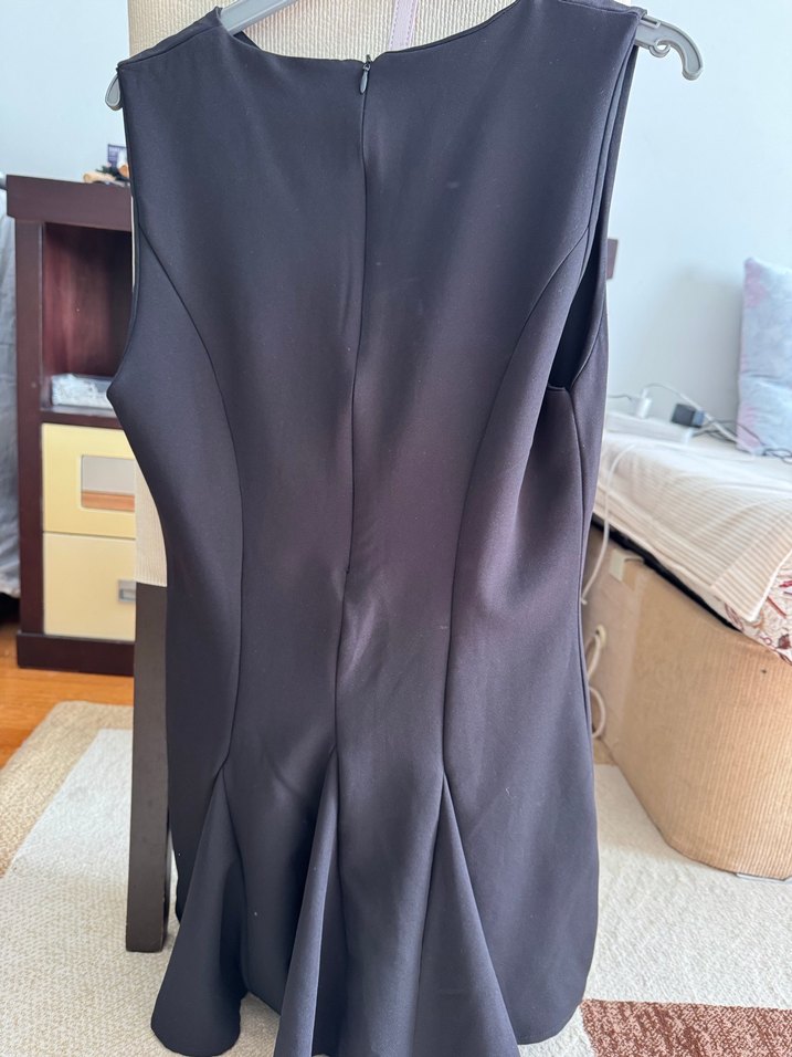 Siyah Drapeli V Yaka Midi Elbise - Görsel 5