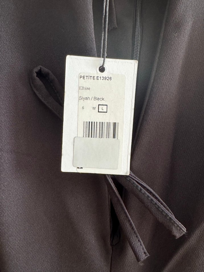 Siyah Drapeli V Yaka Midi Elbise - Görsel 3