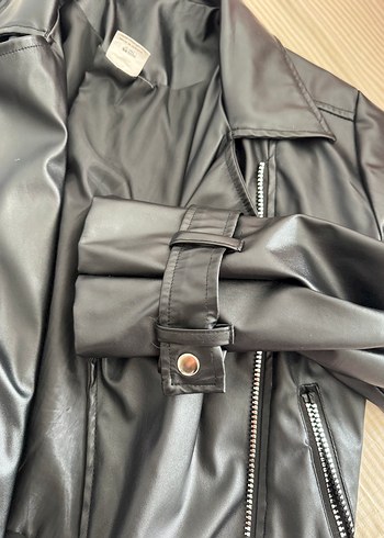 Kadın Siyah Deri Biker Ceket - Görsel 4