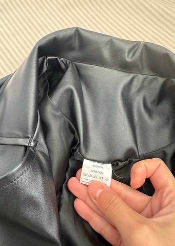 Kadın Siyah Deri Biker Ceket - Görsel 5