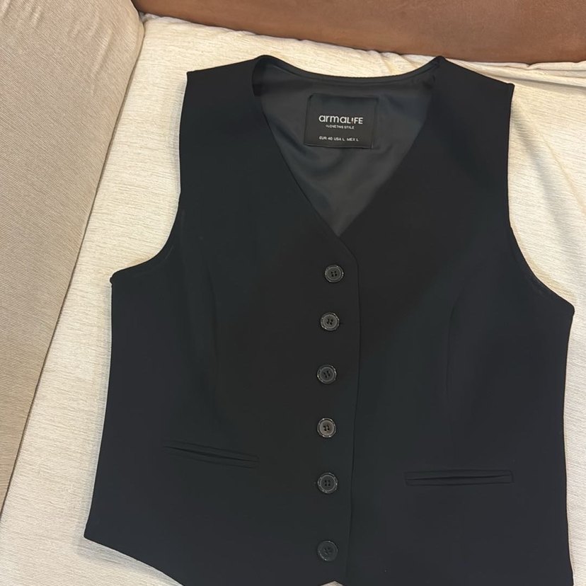 Düğmeli Siyah Kadın Yelek - Görsel 2