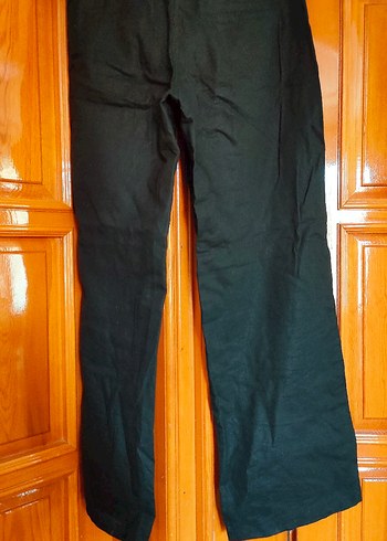 Siyah Keten Bol Kesim Kemerli Kadın Pantolon - Görsel 3