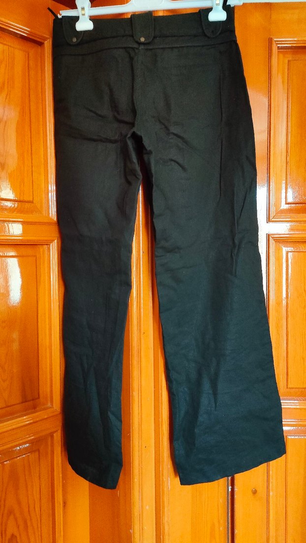 Siyah Keten Bol Kesim Kemerli Kadın Pantolon - Görsel 3