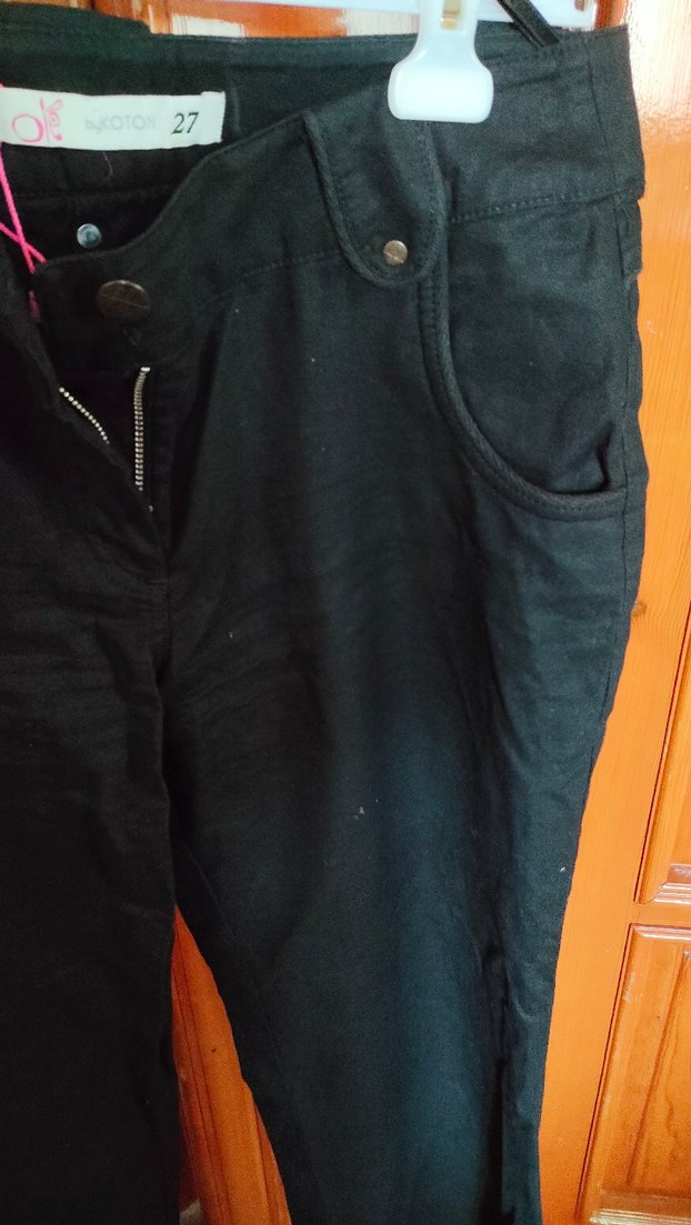 Siyah Keten Bol Kesim Kemerli Kadın Pantolon - Görsel 2