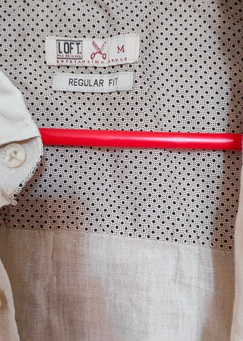 Düğmeli Bej Keten erkek Gömlek - Görsel 3