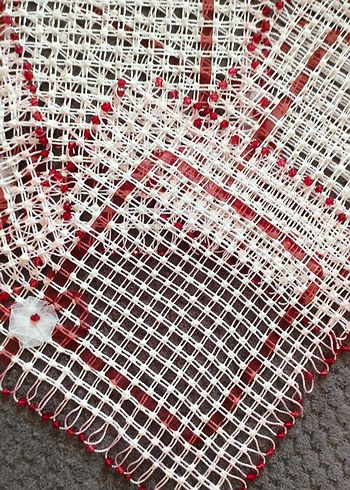 Nakışlı BohemKırmızı ortasehpaÖrtüsü TV örtüsü 6 adet raf örtüsü - Görsel 2