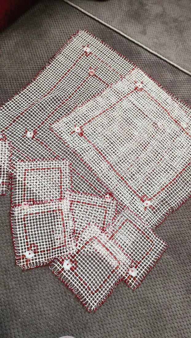 Nakışlı BohemKırmızı ortasehpaÖrtüsü TV örtüsü 6 adet raf örtüsü - Görsel 3