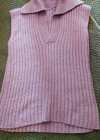 lila V Yaka Triko Süveter - Görsel 2