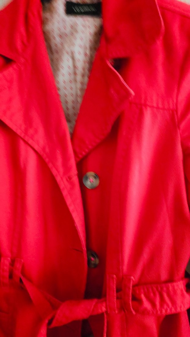 Düğmeli Kırmızı Midi Kadın Trençkot - Görsel 2
