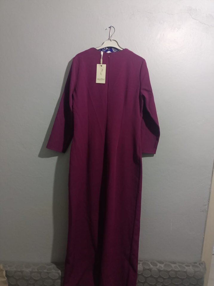 fuşya Uzun Kollu Drapeli Uzun Elbise - Görsel 2