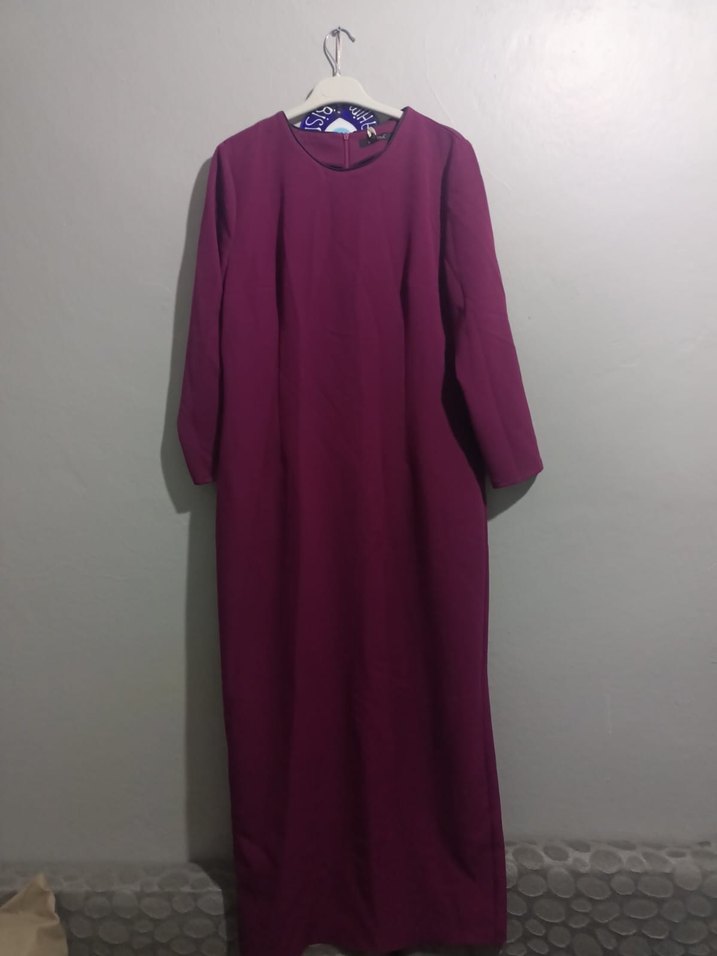 fuşya Uzun Kollu Drapeli Uzun Elbise - Görsel 3