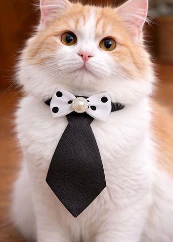 Siyah Deri Papyon ve Kravat - Görsel 2