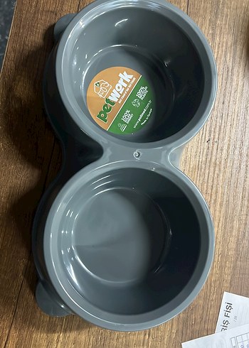 Gri Plastik Çiftli Evcil Hayvan Mama Kabı - Görsel 2