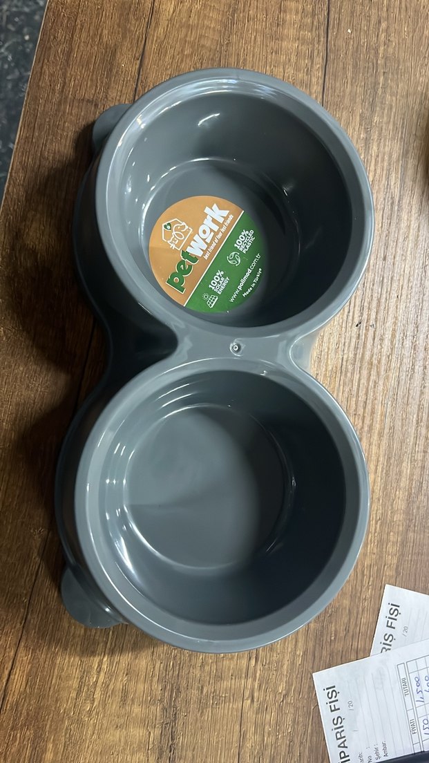 Gri Plastik Çiftli Evcil Hayvan Mama Kabı - Görsel 2