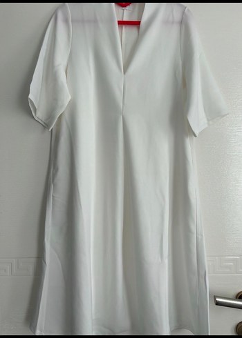 Beyaz V Yaka Hamile Midi Tunik - Görsel 2