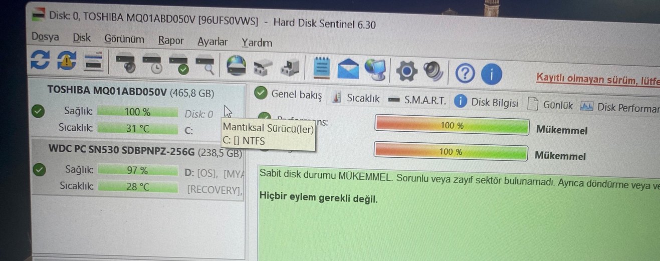 Toshiba 500GB Dahili Disk Sürücü 2.5 - Görsel 3