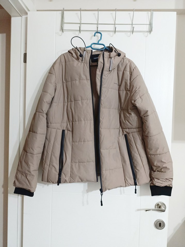 Bej Su itici Kadın Kışlık Mont - Görsel 5