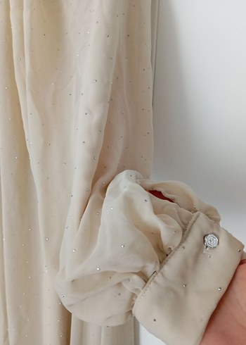 Bej söz nişan tesettür elbise - Görsel 7