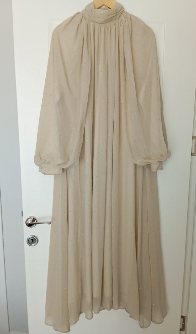 Bej söz nişan tesettür elbise - Görsel 2