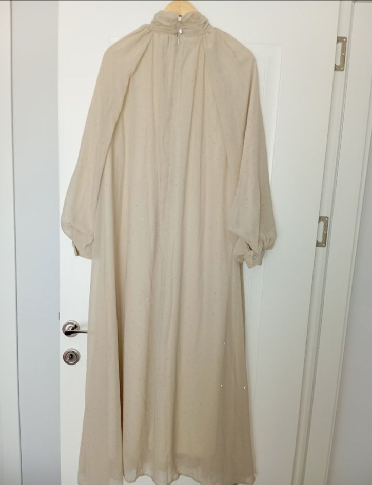 Bej söz nişan tesettür elbise - Görsel 5