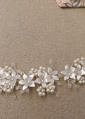 Beyaz Boncuklu Gelin Tacı - Görsel 2