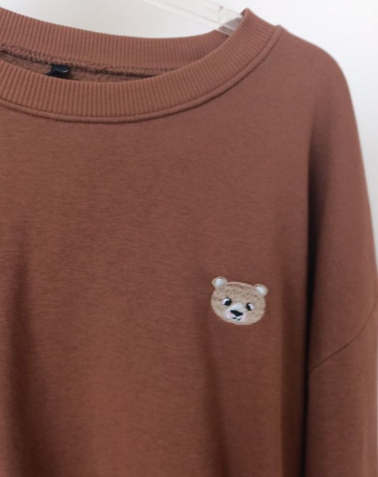 Kahverengi ayıcıklı kazak oversize - Görsel 2